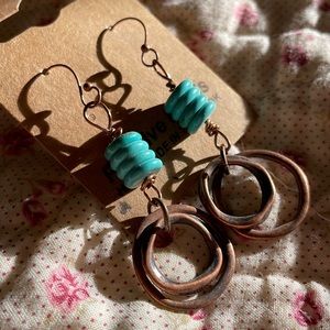 Dangly Copper and Turquoise Earrings